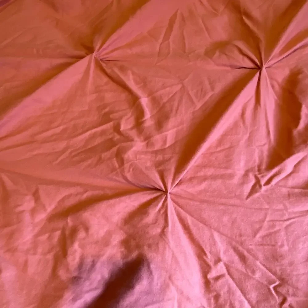 Threshold Pinch Pleat Salmon 100% Cotton, Queen Duvet Cover Button Closure EUC